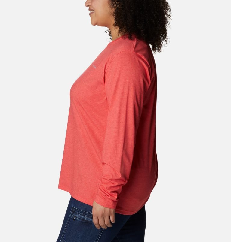 Women's Columbia Sun Trek Long Sleeve T Shirts Red | Plus Size CA-U5LA4
